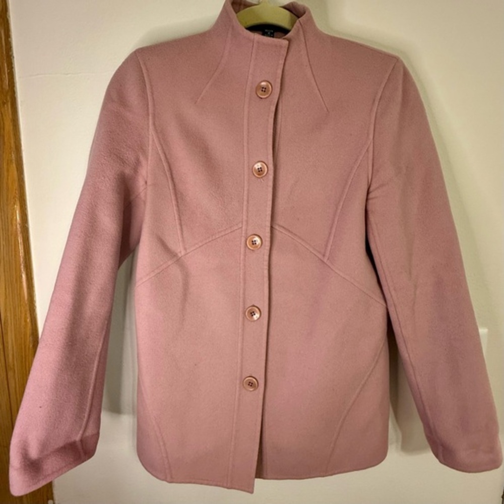Linda Allard‎ Ellen Tracy Coat Petite 4 Blush Pink Button Front 100% Wool Jacket